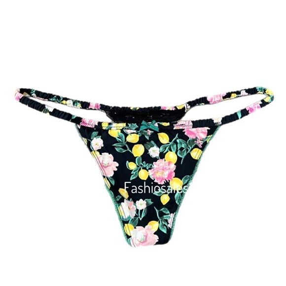 Victoria's Secret Sexy Smooth V string panty Black lemons Xlarge - Picture 1 of 2